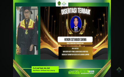 Kepala MAN 1 Lampung Barat Raih Penghargaan Disertasi Terbaik pada Wisuda UIN Raden Intan Lampung